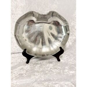 Vintage Burdines Silver Pewter Scalloped Serving Bowl Organic Modern 8 Inch